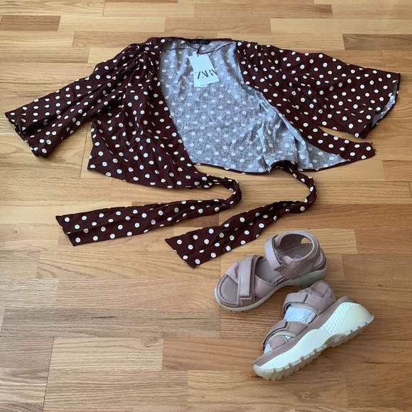 ZARA 🤎Polka dot tie top🤎 NWT - Picture 13 of 16